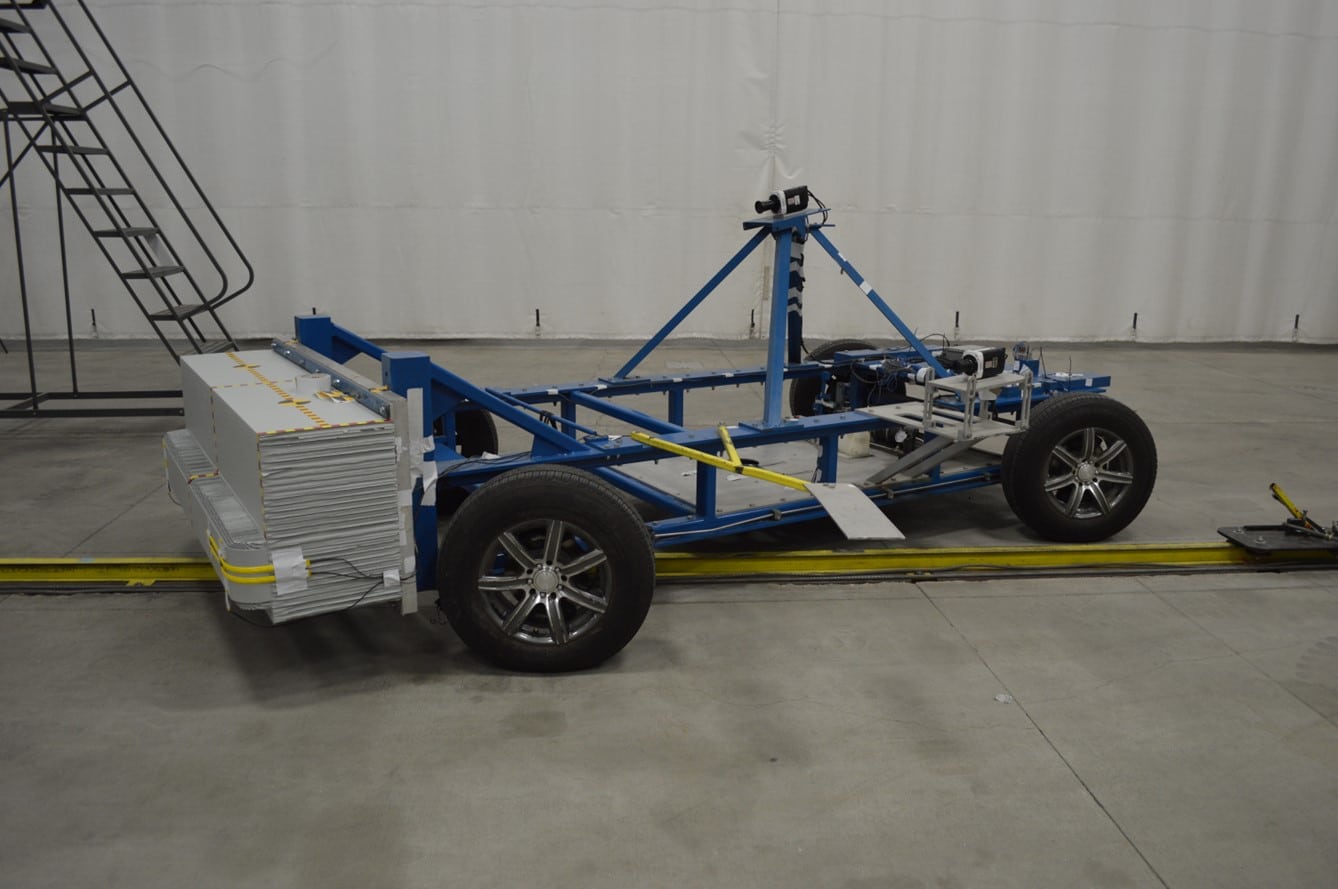 Figure 1: Crash Test Cart equipped with Deformable Barrier